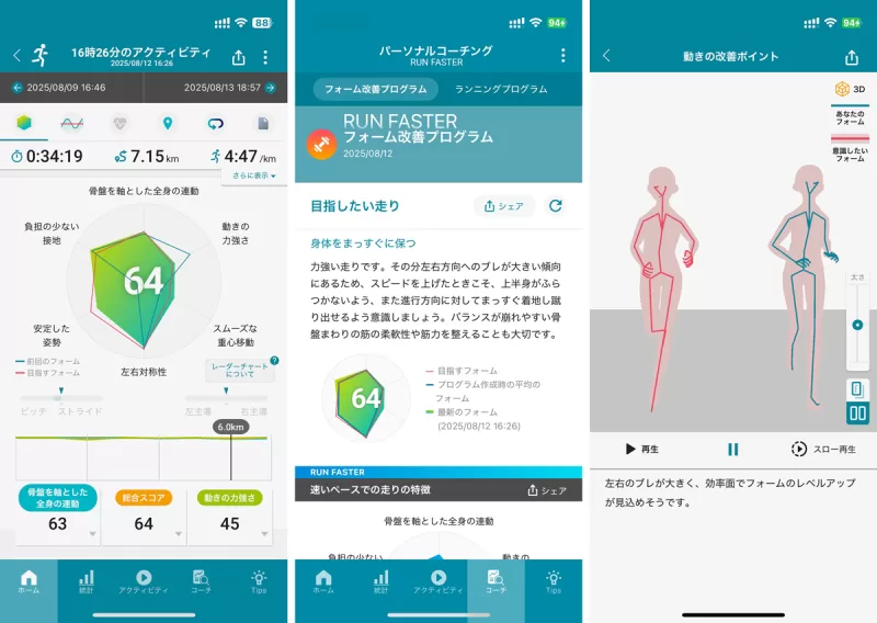 ランメトリクスアプリ画面の一例