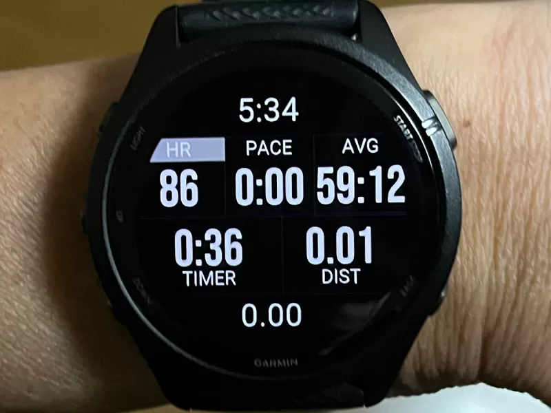 ガーミンのランニングアクティビティ画面・7分割の一例